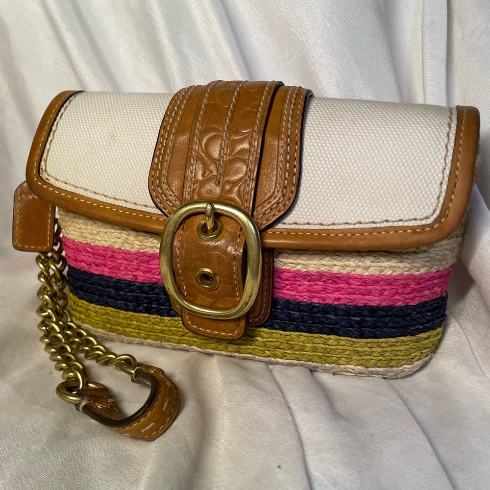 RARE Coach Vintage Legacy Straw Wristlet Clutch